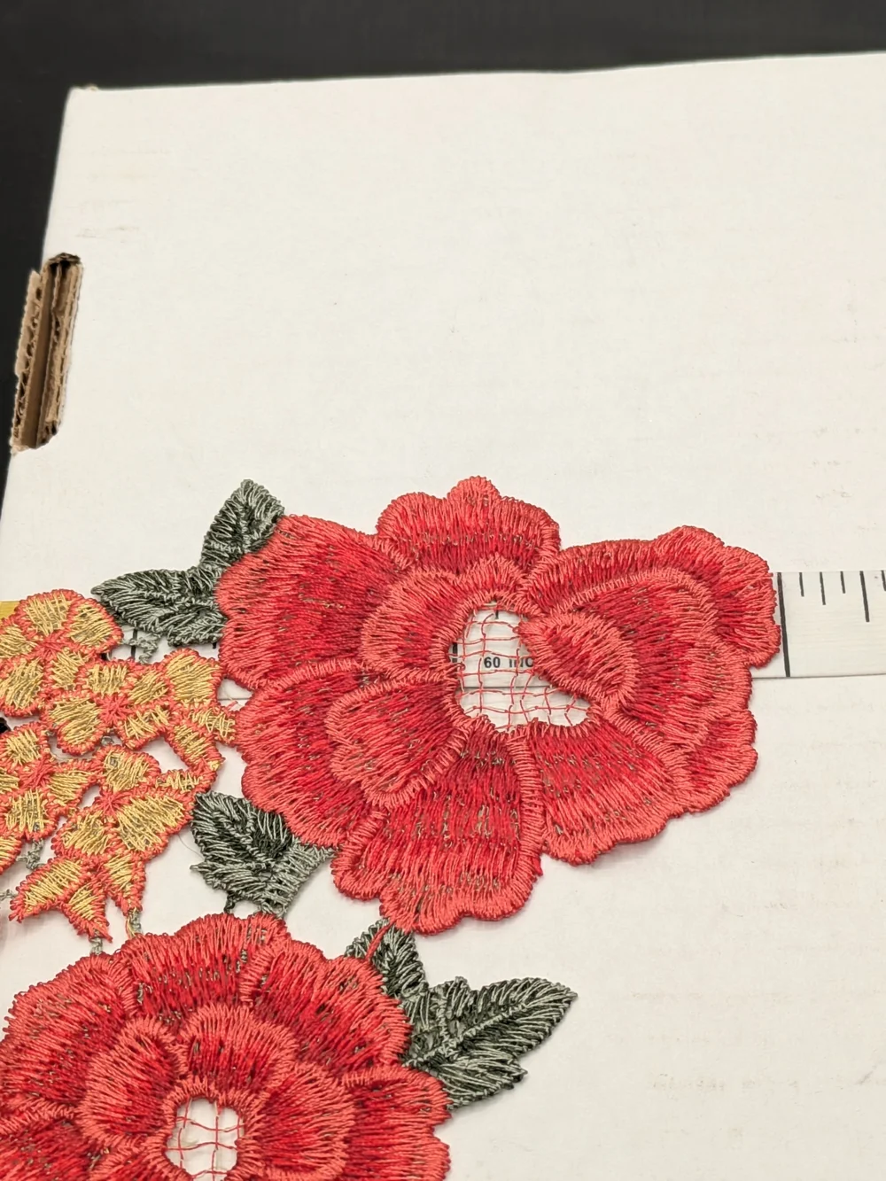 Floral Red & Pink Embroidered Applique Trim